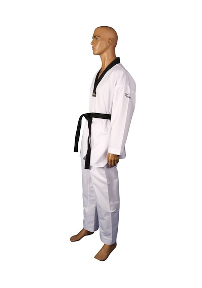 Haşado Wt Onaylı Fitilli Siyah Yaka Taekwondo Elbisesi Beyaz