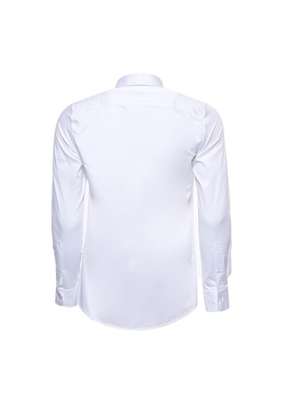 Pamuk Saten Slim Fit Beyaz Erkek Gömlek 001