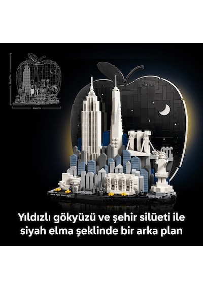 LEGO® Architecture New York City – Büyük Elma 21066 - Yetişkinler için Gizli Sürpriz İçeren Yaratıcı Model Yapım Seti (1465 Parça)
