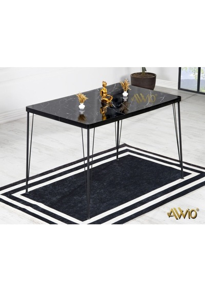 Avvio 80x120 Berra 4 Kişilik Yemek Masası Takımı-mutfak Masası Takımı-siyah Mermer Desenli Oval Kenar Siyah Avvio 80x120 Berra 4 Kişilik Yemek Masası Takımı-mutfak Masası Takımı-siyah Mermer Desenli Oval Kenar Siyah