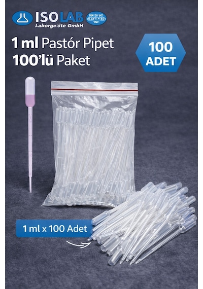 Pastör Pipet Plastik Damlalık 1 Ml - 100 Adet