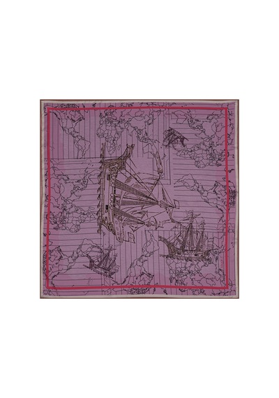 Aker 90x90 Bosphorus Çift Taraflı İpek Twill Eşarp Mor-lila Mor-lila
