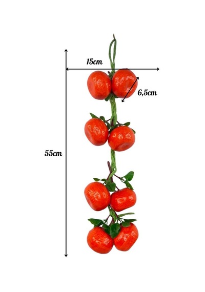 Yapay Mandalina Salkımı Süs 8 Mandalinalı Dekoratif Yapay Meyve Sebze Turuncu