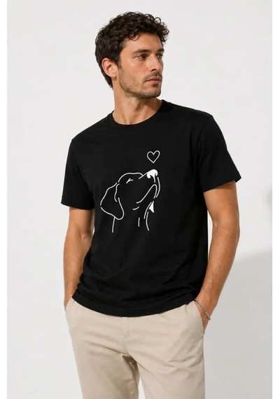 Defymoda Erkek Köpek Figürlü Minimal Baskılı Tişört Kısa Kol Yazlık T-shirt - Siyah Defymoda Erkek Köpek Figürlü Minimal Baskılı Tişört Kısa Kol Yazlık T-shirt - Siyah