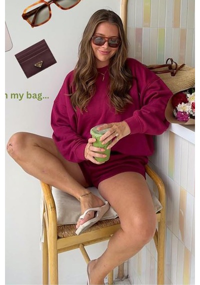 About Blank Madmext Kadın Bordo Basic Bisiklet Yaka Oversize Sweatshirt, M Beden Acı Kahverengi