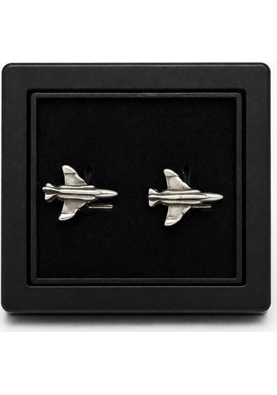 F-4 Siyah Kutulu Kol Düğmesi Gümüş
