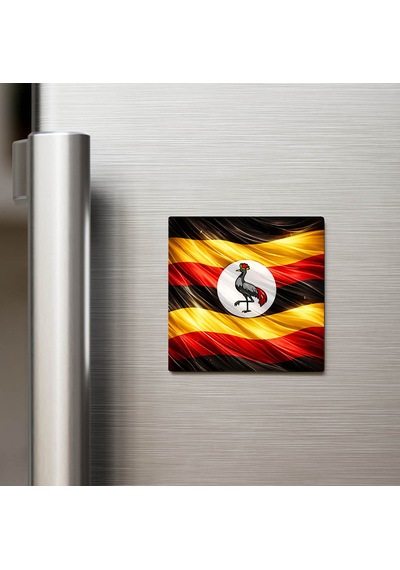 Uganda Uganda Abstract Ülke Bayraklı Buzdolap Magneti - 9x9 Cm