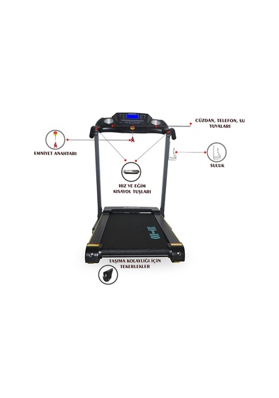 Pasifik Koşu Bandı - 2.25 Hp, Katlanılabilir, Kolay Kurulum, Led Gösterge, 0.8-14 Km/sa