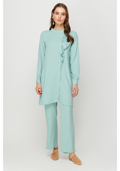 Esswaap Volan Detaylı Pantolon Tunik Takım Mint-mint Mint Yeşili