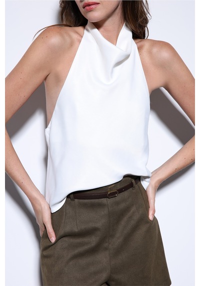 Antioch Saten Halter Kadın Top Beyaz