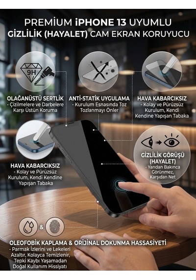 Apple Iphone 13 Uyumlu Ekran Koruyucu Hayalet Cam