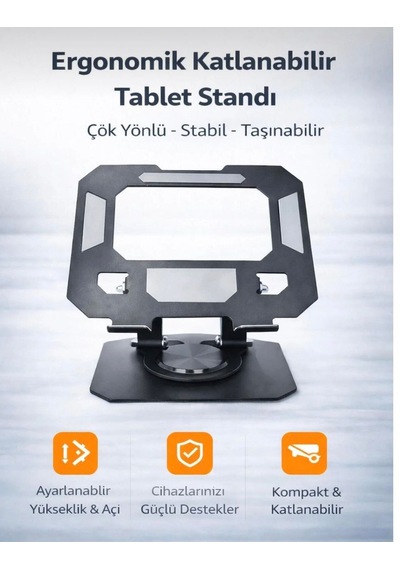 Ayarlanabilir Metal Tablet Telefon Standı 360 Dönebilen Kaymaz Taban Ergonomik Taşınabilir Stand