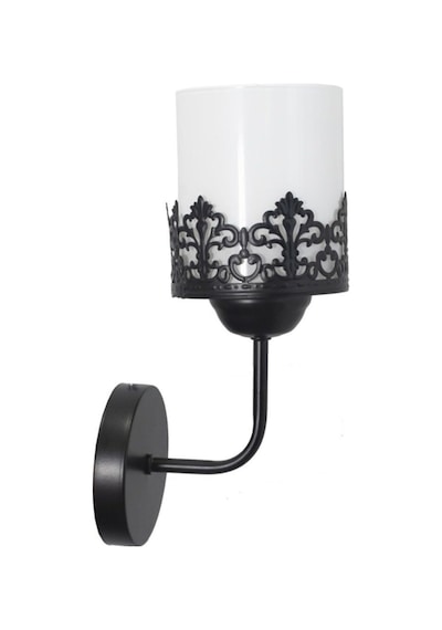 Rustik Retro Modern Model Şık Siyah Aplik Beyaz Cam Taçlı