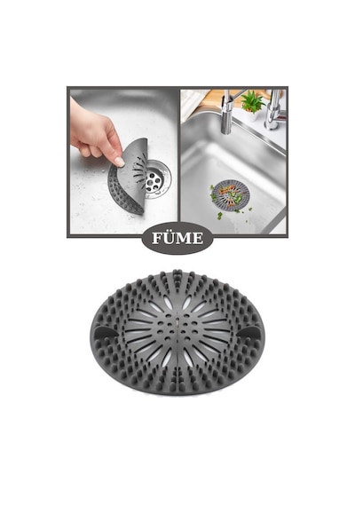 Flosoft Süzgeçli Lavabo Banyo Küvet Tıkacı, Yuvarlak Evye Küvet Banyo Gider Kapağı Füme
