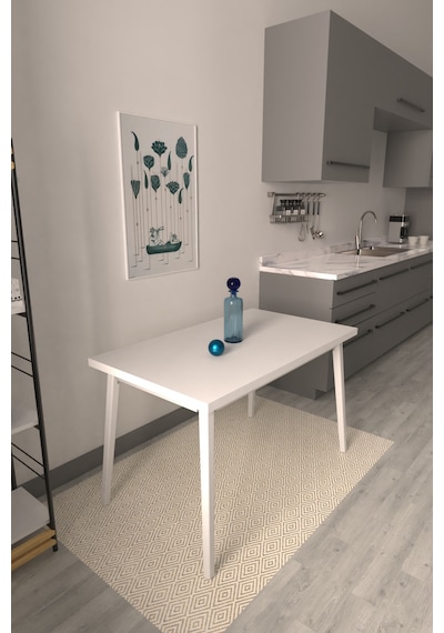 Vilinze Avanos Sabit Mdf Beyaz Mutfak Masası - 70x120 Cm