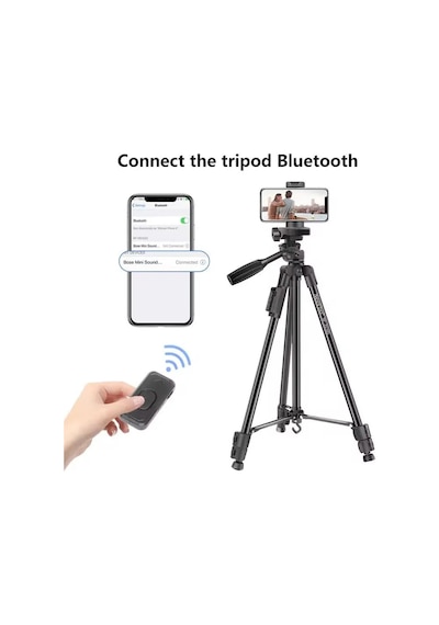 Apple Uyumlu iPhone  12 Pro Max  Np-3180s 129 Cm Tripod Bluetooth Kumandalı Profesyonel Tripod
