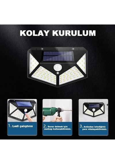 100 Led Dış Mekan Solar Aydınlatma Fotoselli Solar Lamba Hareket Sensörlü 66703714