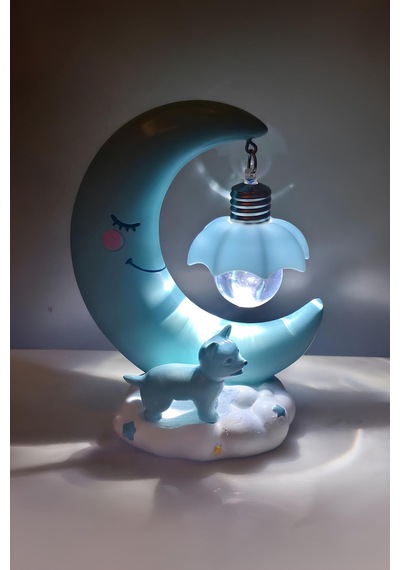 Dekoratif Bebek Çocuk Odası Ay Şekilli Led Gece Lambası Masaüstü Led Işık Masa & Gece Lambası 14 Cm Mavi