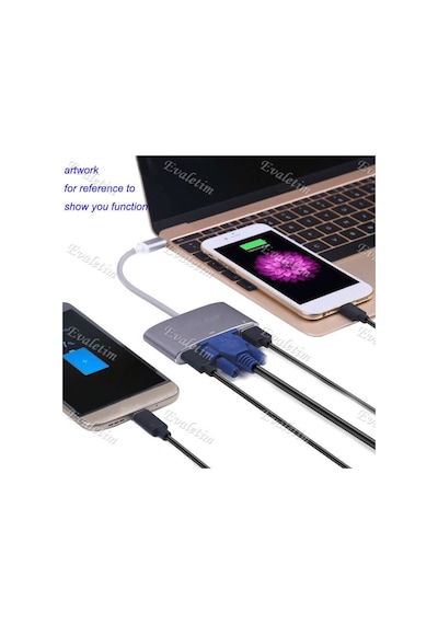 Usb 3.1 Type C To Vga Usb 3.0 4961A Çevirici Dönüştürücü Adaptor
