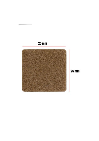 Yapışkanlı Mobilya Ayak Koruyucu Keçe 25x25 Mm 32'li Paket Kaydırmaz Zemin Çizmez Keçesi Kahverengi