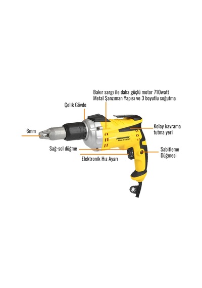 Prohummer Ph003 Elektrikli Alçıpan Vidalama Matkap