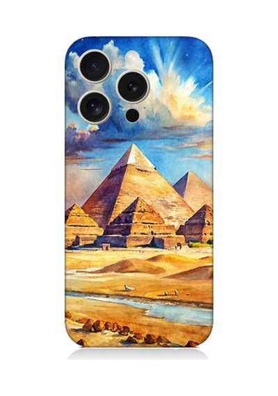 Apple Uyumlu iPhone 15 Pro Max Piramid Manzarası Desenli Silikon Kılıf Silikon