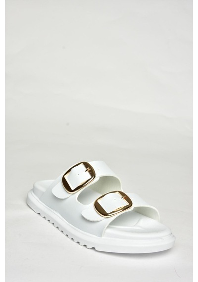 Fox Shoes U725042109 Beyaz Kadın Terlik Beyaz-suni Deri
