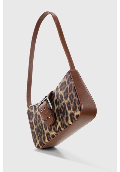 Housebags Kadın Leopar Desenli Tokalı Omuz Çantası 268 Leopar Desenli