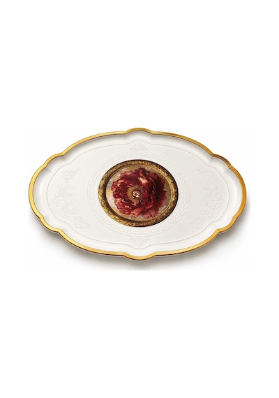 2 Li Büyük Boy Gold Dekoratif Sunum Tepsisi Seti 48x38 / 36x27,5 Cm Kalın Dayanıklı Plastik Çay Kahve Servis İkram Tepsisi 5 Farklı Model