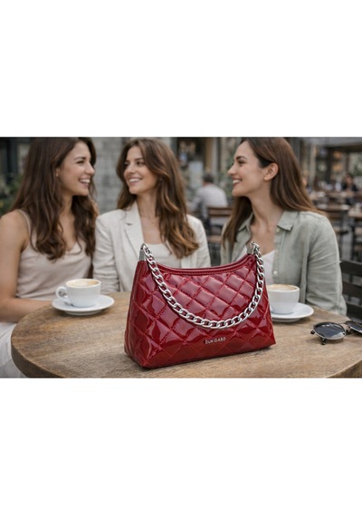 Dukidaso Şarap Kapitone Zincir Askılı Kadın Omuz Çantası Şarap Mt1545 Kahve - Bordo - Vişne Çürüğü