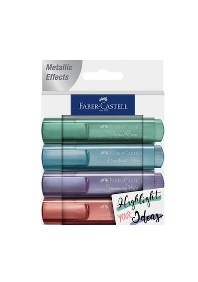 Faber-Castell Fosforlu Kalem 46 Metalik Renkler 4'lü Çok Renkli