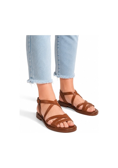 Dadwolf Rahat Taban Çok Bantlı Bilekten Tokalı Yazlık Gladyatör Model Düz Taban Sandalet Taba Dadwolf Rahat Taban Çok Bantlı Bilekten Tokalı Yazlık Gladyatör Model Düz Taban Sandalet Taba