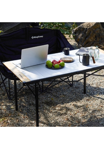 Kingcamp Granite Pro Xl 136x70 Katlanır Lux Kamp Masası Ahşap - Gri