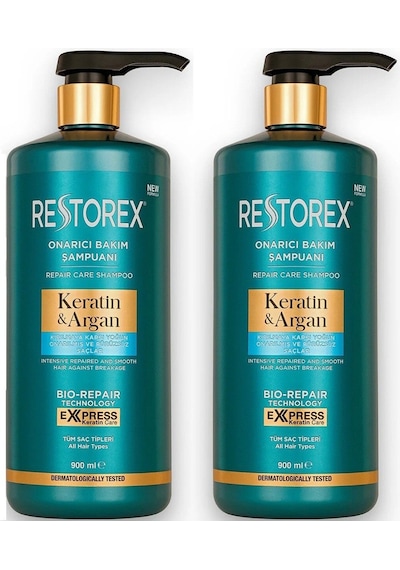 Restorex Keratin Argan Onarıcı Bakım Şampuanı 900 Ml 2 Adet