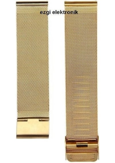 Ince Hasır Metal Saat Kordonu Sarı Çelik Hasır Kordon 24Mm Kayış