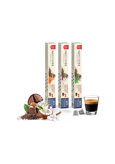 Nish Coffee Aromalı Kapsül Kahve 3'lü Set Bal Kabağı-nane-hindistan Cevizi - 30 Adet Kapsül Kahve