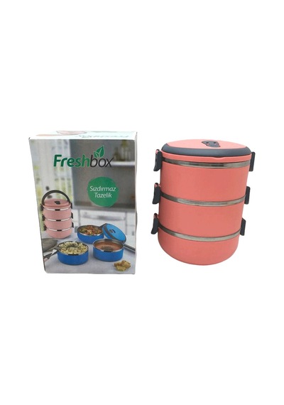 Koyu Pembe 3lü Sefer Tası Saklama Kabı 1.8lt 5570