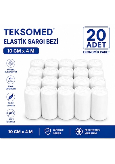 Teksomed Elastik Sargı Bezi 10 Cm X 4 Metre 20 Adet