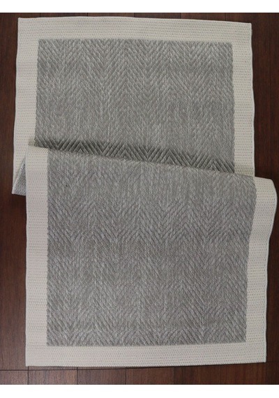Derin Sisal Krem Bordürlü Gri Jüt Sisal Dekoratif Kaymaz Taban Yıkanabilir Halı St03-978 Renkli