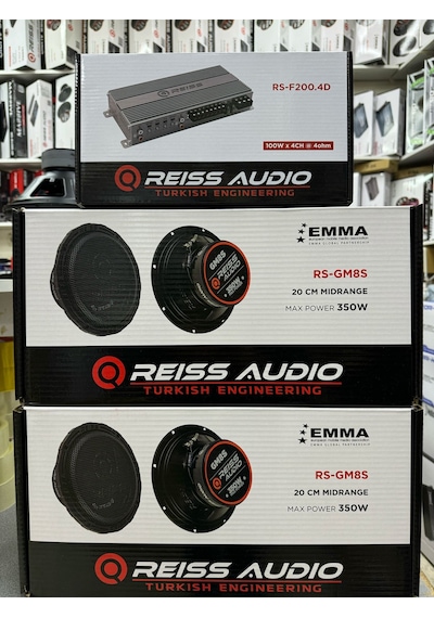 Reiss Üclü Takım Rs-gm8s 20cm İki Takım Midrange Rs-f200.4 4x100rms Oto Anfi