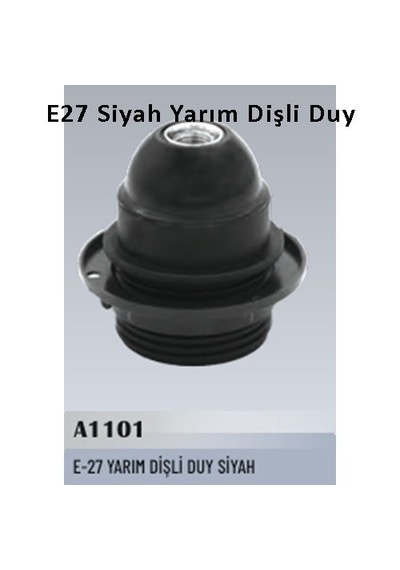20 Adet E27 Siyah Yarım Dişli Duy