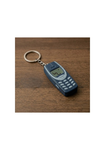 Premium Mavi 3d Baskı Nostaljik Tuşlu Telefon Anahtarlık - İkonik Yılan Oyunu Figürlü Lacivert