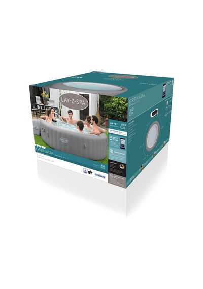 Lay-z-spa 60135 Grenada Smart Airjet Şişme Spa Havuzu, 6-8 Kişilik Gri