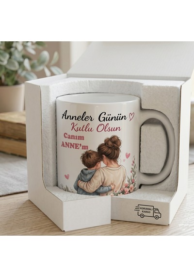 Anneler Günü Hediyesi Kupa Bardak Canım Annem Yazılı Özel Tasarım Kahve Kupası Çift Taraf Baskı Beyaz