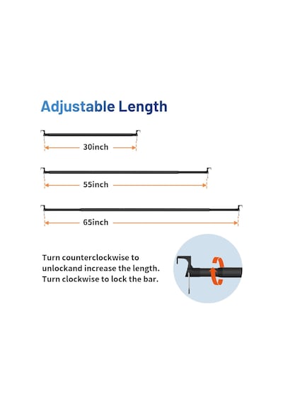 Qufiona Araba Elbise Askısı Çubuğu 70-164 Cm - Ağır İşe Yarışmayan Araba Elbise Askısı - Araba, Seyahat, Suv