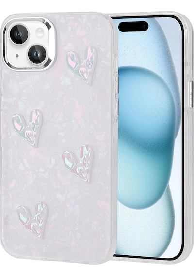 Apple iPhone Uyumlu 15 Kılıf Kabartma Figürlü Parlak Zore Eralli Silikon Kapak Kalp