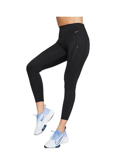 Nike Trainng Go Dri Fit İnfinalock High Rise 7/8 Black 6 Cepli Toparlayıcı Yüksek Belli Reflektörlü Antrenman Taytı Siyah