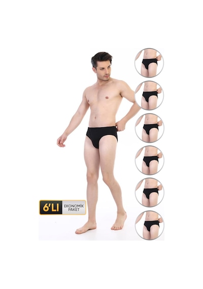 Çift Kaplan Erkek Süprem Siyah Slip 741 6'lı Ekonomik Paket Siyah
