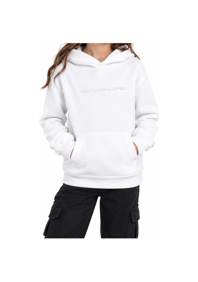 TOMMYLIFE Tommy Life Çocuk Garson Kapüşonlu Beyaz Sweatshirt 11309