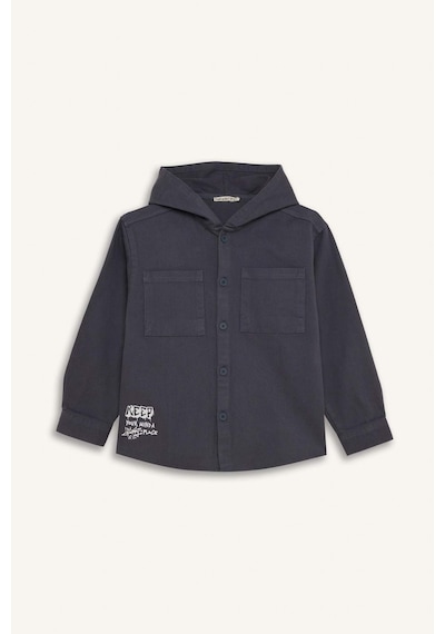 DeFacto Erkek Çocuk Oversize Geniş Kalıp Kapüşonlu Gabardin Uzun Kollu Gömlek D3194A825SPAR153 DeFacto Erkek Çocuk Oversize Geniş Kalıp Kapüşonlu Gabardin Uzun Kollu Gömlek D3194A825SPAR153